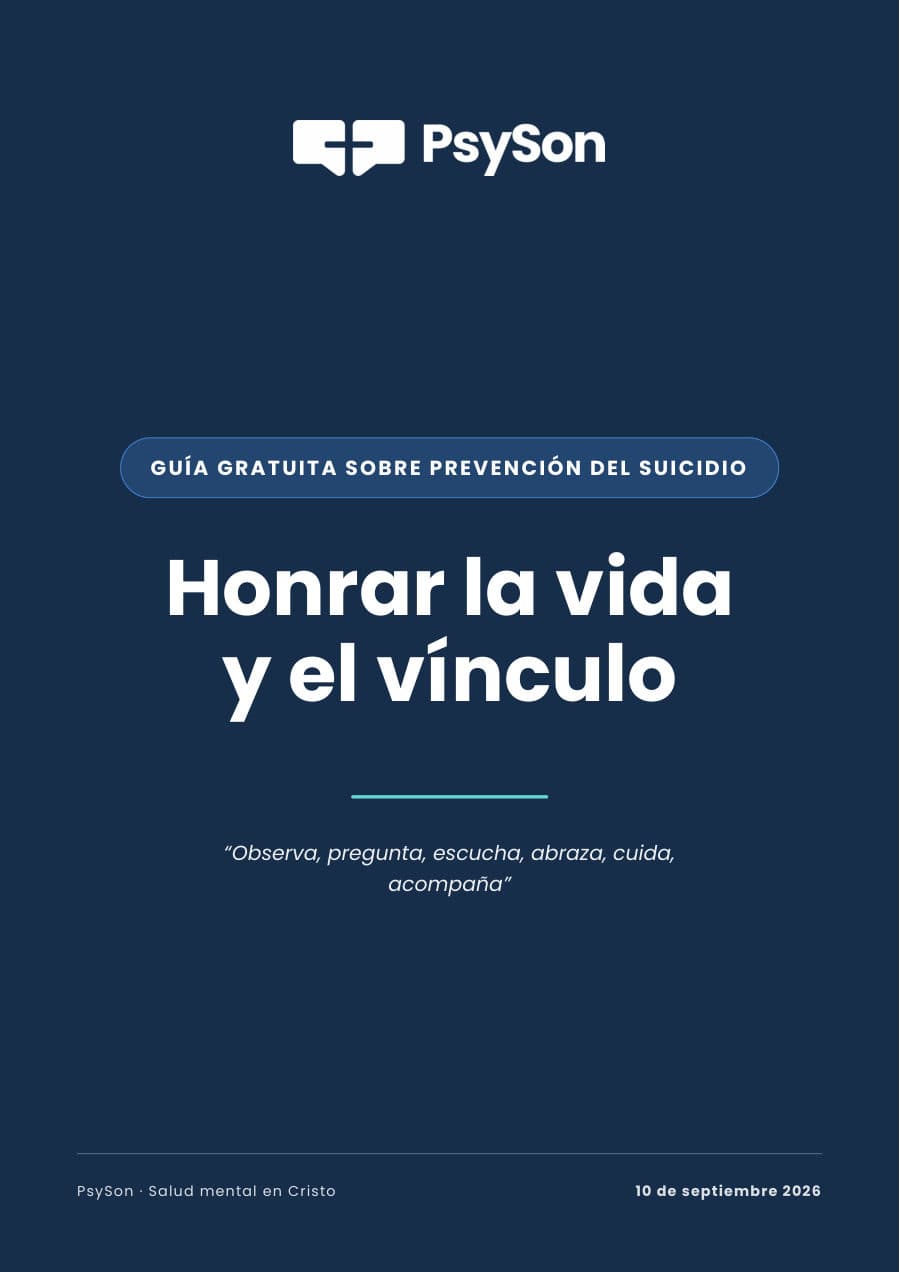 Tapa de la guía «Honrar la vida y el vínculo», guía gratuita de PsySon sobre prevención del suicidio
